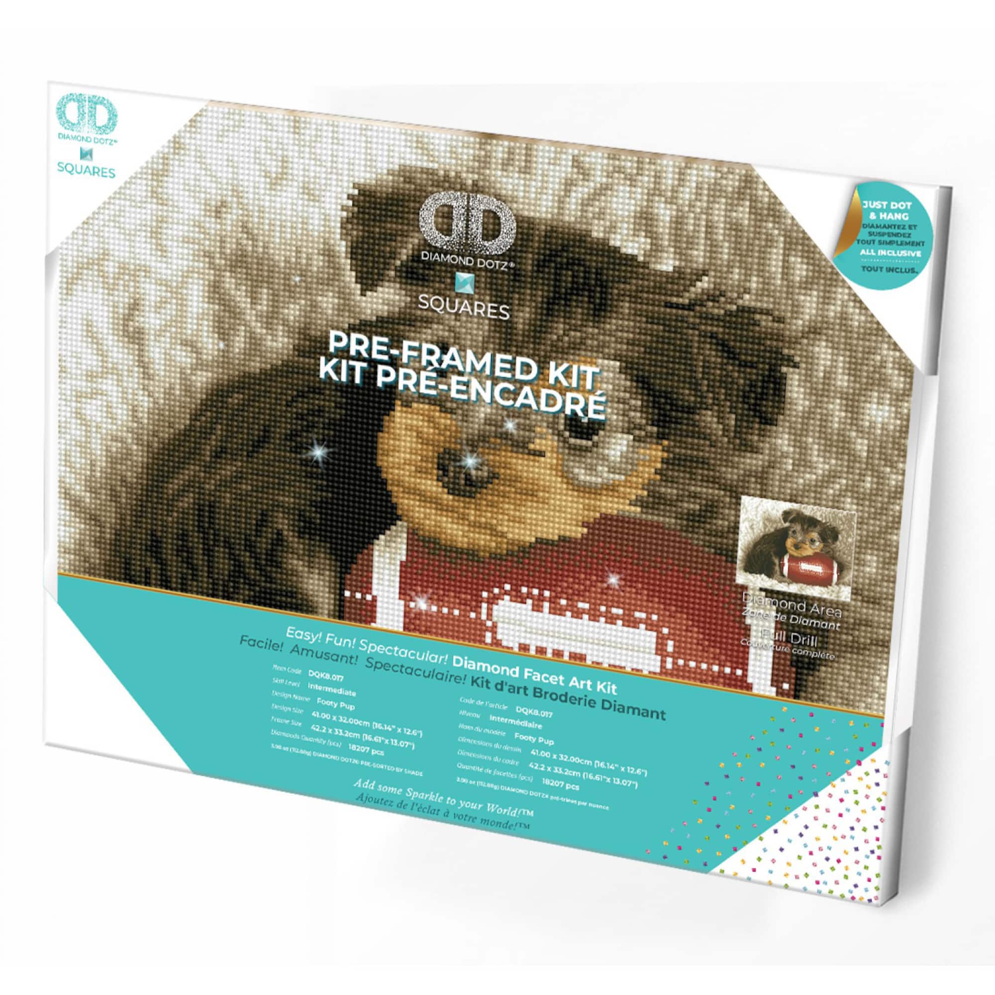 Diamond Dotz® Intermediate Footy Pup Pre-Framed Diamond Painting Kit